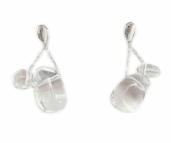STAR JEWELRY スタージュエリー K10WG ドロップ ピアス 中古  クリア 透明 アクセサリー ホワイトゴールド 10金