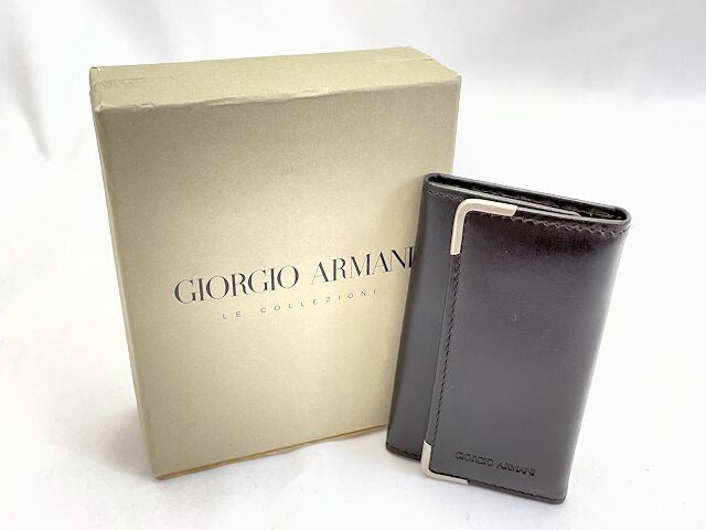 GIORGIO ARMANI ジョルジオアルマーニ レザー 6連 キーケース 中古  ブラウン 焦げ茶 鍵 ブランド メンズ