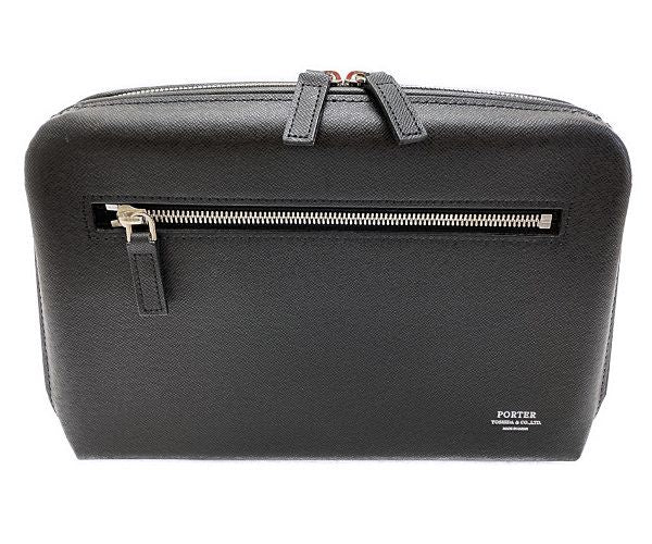 PORTER ポーター アベニュー レザー セカンドバッグ 中古  クラッチバッグ 吉田カバン 本革 ブラック 黒 メンズ 鞄