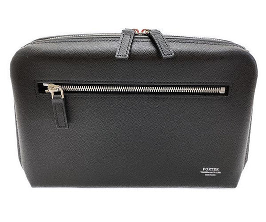 PORTER ポーター アベニュー レザー セカンドバッグ 中古  クラッチバッグ 吉田カバン 本革 ブラック 黒 メンズ 鞄