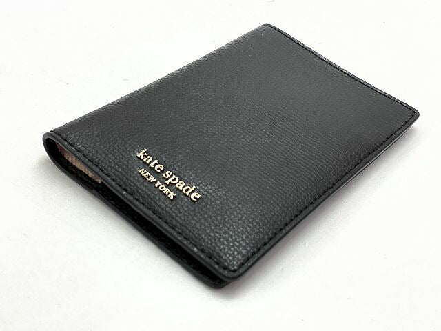 Kate spade ケイトスペード レザー パスポートケース 中古 ブラック 黒 本革 カードケース ブランド レディース おしゃれ