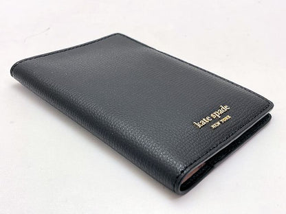 Kate spade ケイトスペード レザー パスポートケース 中古 ブラック 黒 本革 カードケース ブランド レディース おしゃれ