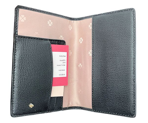 Kate spade ケイトスペード レザー パスポートケース 中古 ブラック 黒 本革 カードケース ブランド レディース おしゃれ