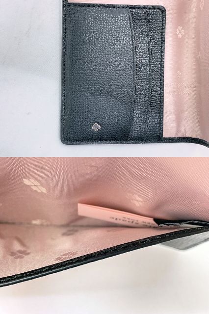 Kate spade ケイトスペード レザー パスポートケース 中古 ブラック 黒 本革 カードケース ブランド レディース おしゃれ
