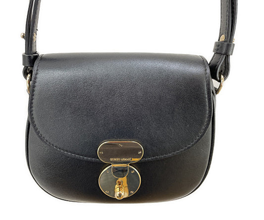 GIORGIO ARMANI ジョルジオアルマーニ レザー ショルダーバッグ 中古  ブラック 黒 ミニ 鞄 レディース おしゃれ ブランド