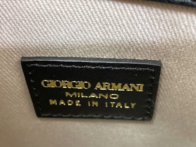 GIORGIO ARMANI ジョルジオアルマーニ レザー ショルダーバッグ 中古  ブラック 黒 ミニ 鞄 レディース おしゃれ ブランド