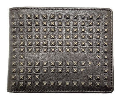 DIESEL ディーゼル HIRESH 二つ折り財布 中古  スタッズ 焦げ茶 ダークブラウン ウォレット メンズ ブランド