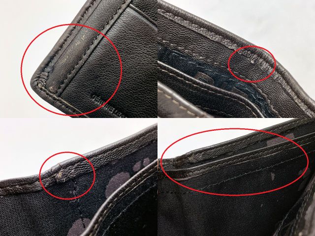 DIESEL ディーゼル HIRESH 二つ折り財布 中古  スタッズ 焦げ茶 ダークブラウン ウォレット メンズ ブランド