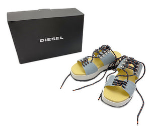 DIESEL ディーゼル デニム サンダル 約23.5cm 中古  レースアップ ブルー 37 レディース 靴 ブランド カジュアル