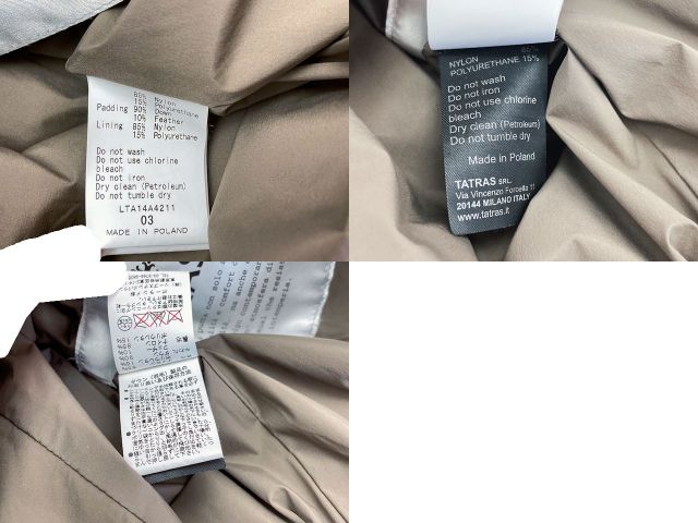 TATRAS タトラス VERGINIA SHORT W JACKET 3 中古  LTA14A4211 ダウンジャケット Lサイズ カーキ レディース
