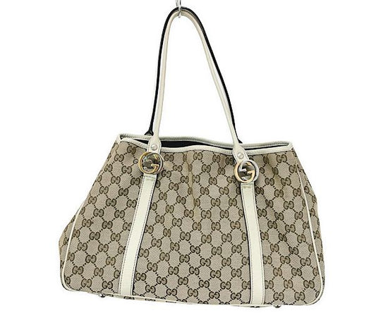 GUCCI グッチ GGキャンバス ハンドバッグ 中古  232957493492 ベージュ ホワイト 鞄 ブランド レディース
