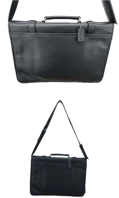 COACH コーチ レザー ブリーフケース 中古  5325 ビジネスバッグ 通勤 通学鞄 ブラック 黒 メンズ ブランド