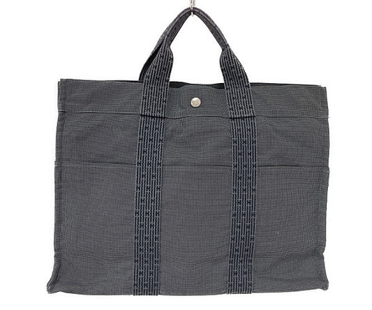 HERMES エルメス エールライン トート MM 中古  100951M トートバッグ 鞄 グレー キャンバス ユニセックス
