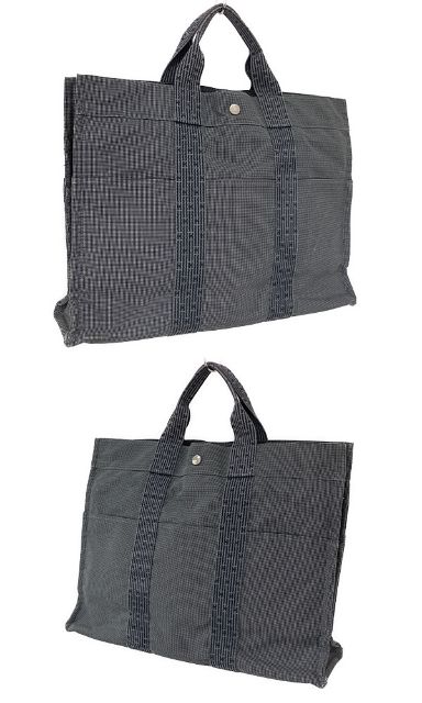 HERMES エルメス エールライン トート MM 中古  100951M トートバッグ 鞄 グレー キャンバス ユニセックス