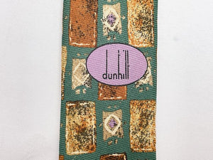 Dunhill ダンヒル シルク 小紋 ネクタイ 中古 絹 100％ グリーン 緑 メンズ スーツ ビジネス ブランド
