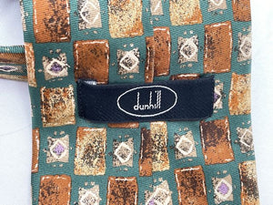 Dunhill ダンヒル シルク 小紋 ネクタイ 中古 絹 100％ グリーン 緑 メンズ スーツ ビジネス ブランド