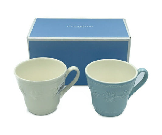 未使用品 Wedgwood フェスティビティ ペア マグカップ 中古 ウェッジウッド コップ 洋食器 アイボリー ブルー ブランド