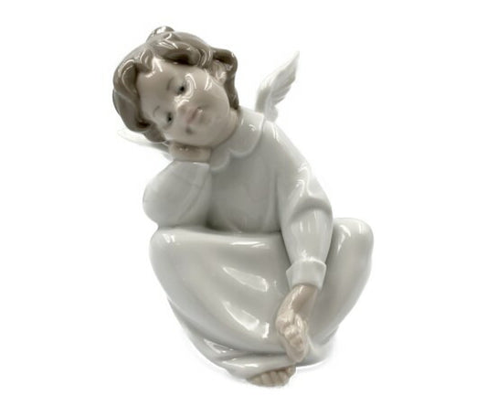 LLADRO リヤドロ 天使の考えごと なんとかなるよ フィギュリン 中古  考え事 インテリア雑貨 置物 置き物 オブジェ エンジェル 4961