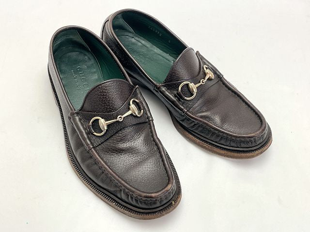 GUCCI グッチ ビット ローファー 約25cm 中古  ブラウン 茶 レザー 本革 ブランド 靴 シューズ