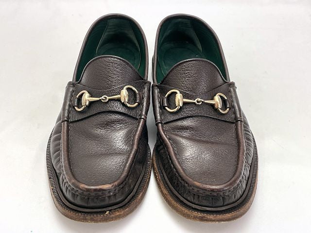 GUCCI グッチ ビット ローファー 約25cm 中古  ブラウン 茶 レザー 本革 ブランド 靴 シューズ