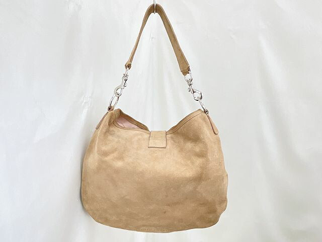 miu miu ミュウミュウ スウェード セミショルダーバッグ 中古  ワンショルダー ベージュ 鞄 レディース ブランド