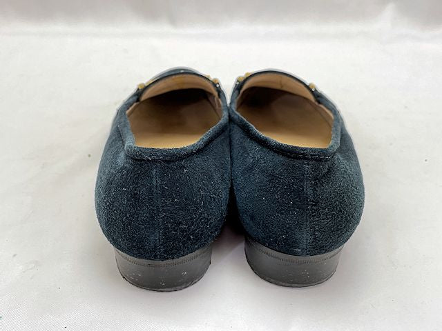 Salvatore Ferragamo サルヴァトーレフェラガモ ガンチーニ スウェード パンプス 約24cm 中古  ネイビー 紺 ローファー レディース 6.5 ブランド
