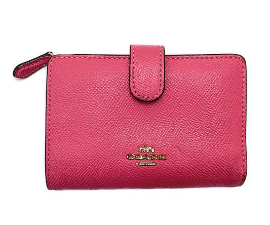 COACH コーチ クロスグレインレザー 二つ折り財布 中古  ピンク ウォレット ミニ レディース ブランド おしゃれ かわいい