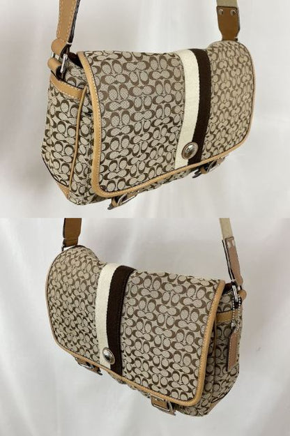 COACH コーチ ミニシグネチャー ボヤージュ ショルダーバッグ 中古  F70182 ベージュ キャンバス 鞄 ブランド おしゃれ