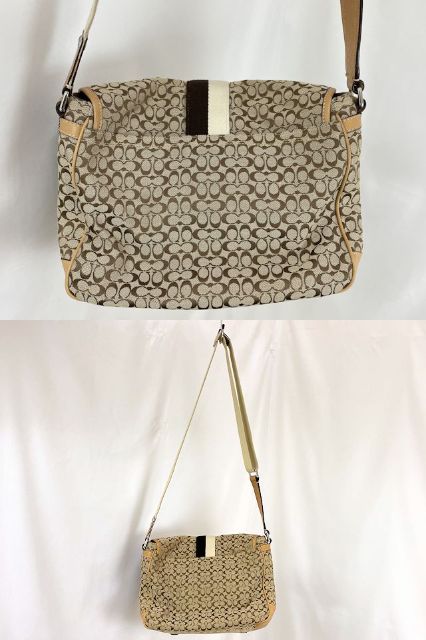 COACH コーチ ミニシグネチャー ボヤージュ ショルダーバッグ 中古  F70182 ベージュ キャンバス 鞄 ブランド おしゃれ