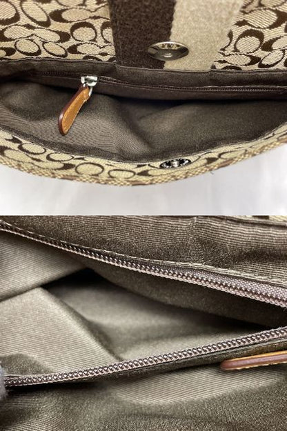 COACH コーチ ミニシグネチャー ボヤージュ ショルダーバッグ 中古  F70182 ベージュ キャンバス 鞄 ブランド おしゃれ