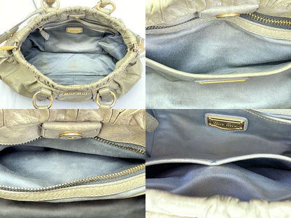 miu miu ミュウミュウ レザー ハンドバッグ 中古 グリーン 緑 ブランド 鞄 レディース おしゃれ
