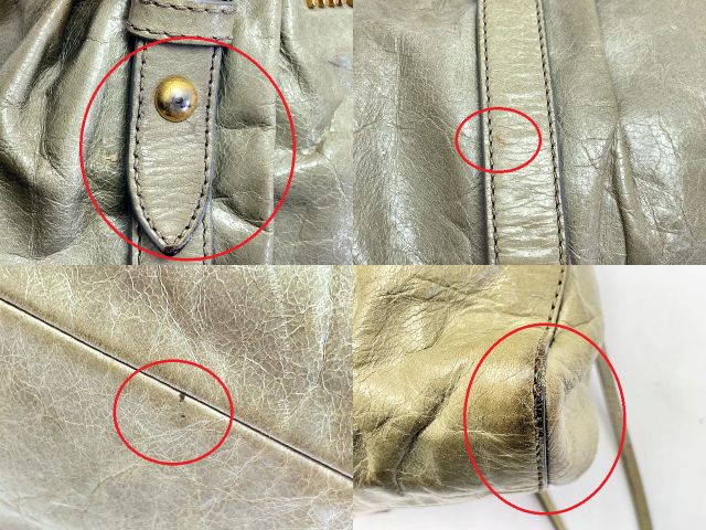miu miu ミュウミュウ レザー ハンドバッグ 中古 グリーン 緑 ブランド 鞄 レディース おしゃれ
