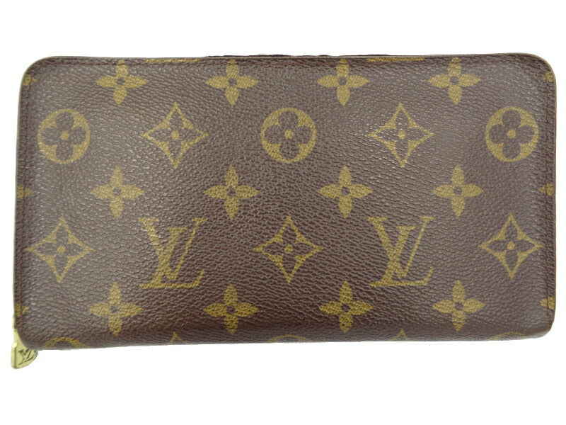 　LOUIS VUITTON/ルイヴィトン モノグラム ポルトモネジップ 中古 M61727 ラウンドファスナー 長財布 ブラウン 茶 ユニセックス