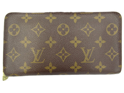 　LOUIS VUITTON/ルイヴィトン モノグラム ポルトモネジップ 中古 M61727 ラウンドファスナー 長財布 ブラウン 茶 ユニセックス