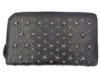 　Jimmy Choo/ジミーチュウ スタッズ レザー マルチ オーガナイザー 中古 ブラック 黒 スター 星 長財布