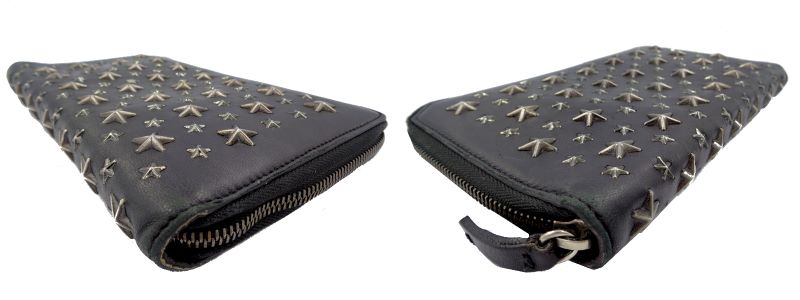 　Jimmy Choo/ジミーチュウ スタッズ レザー マルチ オーガナイザー 中古 ブラック 黒 スター 星 長財布