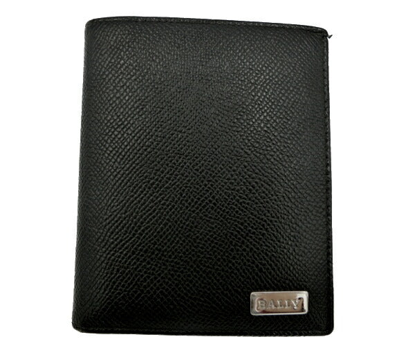 　BALLY/バリー レザー 二つ折り札入れ 中古 ブラック 黒 無地 ウォレット