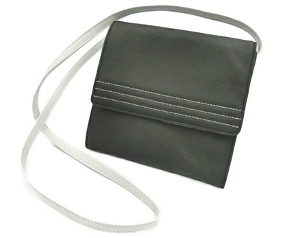 　LOEWE/ロエベ 三つ折り クロスボディ ショルダーバッグ 中古 ブラック ホワイト 黒 白 レザー 鞄