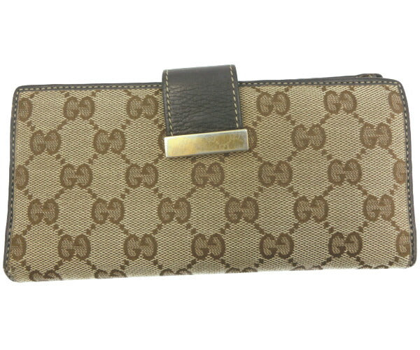 　GUCCI/グッチ オリジナルGG 二つ折り長財布 中古 212096 478442 ロゴ GGマーク ベージュ ブラウン ウォレット