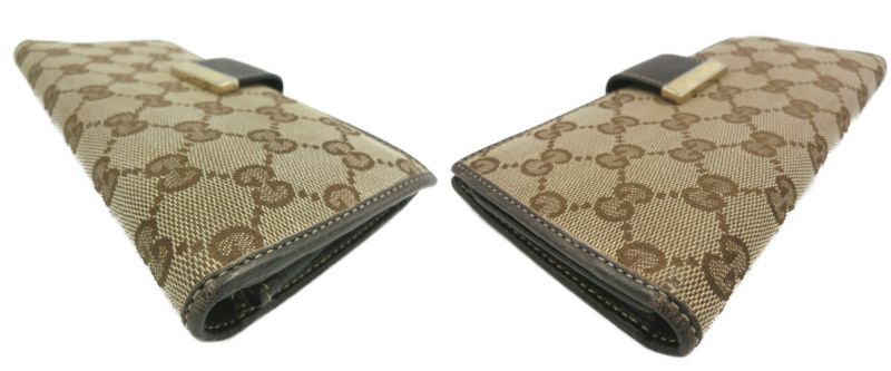 　GUCCI/グッチ オリジナルGG 二つ折り長財布 中古 212096 478442 ロゴ GGマーク ベージュ ブラウン ウォレット