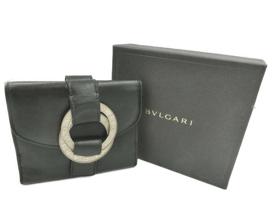 　ＢＶＬＧＡＲＩ/ブルガリ　ブルガリブルガリ レザー Wホック財布 中古 ブラック 黒 ロゴ ウォレット