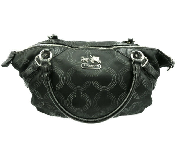 　COACH/コーチ マディソン ドット オプアート ラージソフィア サッチェル 中古 15957 トートバッグ ブラック 黒 鞄 ロゴ