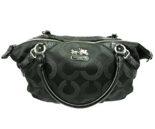 　COACH/コーチ マディソン ドット オプアート ラージソフィア サッチェル 中古 15957 トートバッグ ブラック 黒 鞄 ロゴ