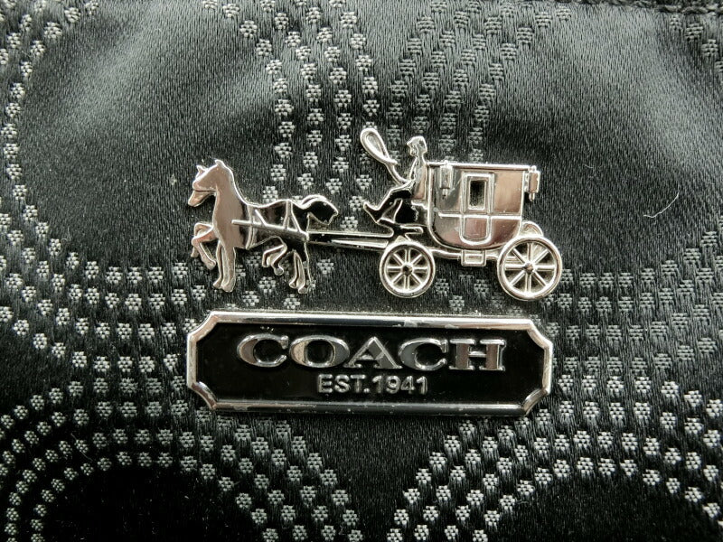 　COACH/コーチ マディソン ドット オプアート ラージソフィア サッチェル 中古 15957 トートバッグ ブラック 黒 鞄 ロゴ
