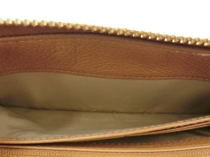 　TORY BURCH/トリーバーチ レザー ラウンドファスナー 長財布 中古 ブラウン 茶 ロゴ ウォレット