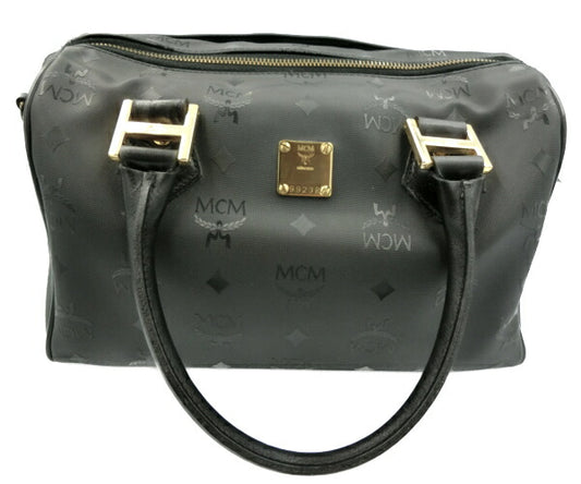 　MCM/エムシーエム ロゴグラム ハンドバッグ 中古 ブラック 黒 鞄 レディース