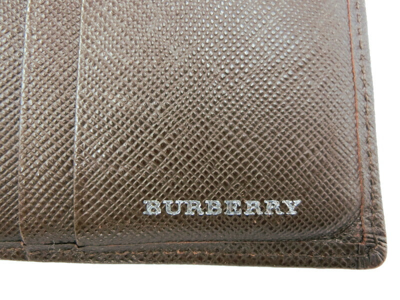 ＢＵＲＢＥＲＲＹ/バーバリー レザー 二つ折り財布 中古 ブラウン 茶 チェック ウォレット