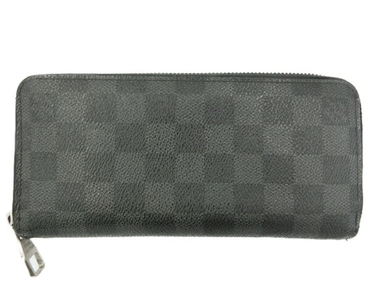 　LOUIS VUITTON/ルイヴィトン ダミエグラフィット ポルトフォイユ ブラザ 中古 ラウンドファスナー 長財布 ブラック 黒 ウォレット
