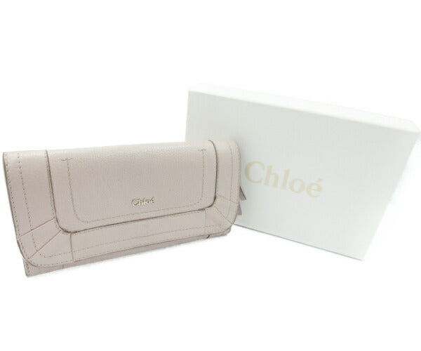 　Chloe/クロエ レザー 二つ折り長財布 中古 ピンク 無地 レディース ウォレット