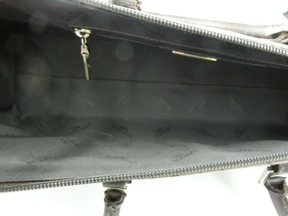 GHERARDINI/ゲラルディーニ　ソフティ PVC レザー トライアングル ハンドバッグ 中古 ブラウン 茶 総柄 鞄